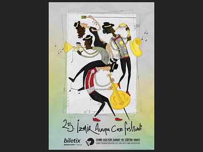 25 Izmir Avrupa Caz Festivali dance illustration jazz festival poster skech