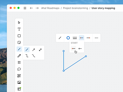 Aha! Create - Line and arrow menu arrow desktop app diagramming line menu whiteboard whiteboarding