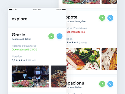 yumeat — explore restaurant app application design feed food minimal photo typography ui