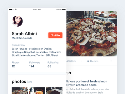 yumeat — profile and photo details app application design feed food minimal photo typography ui