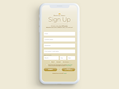 Daily UI 001 - Downton Abbey Sign Up Page app daily daily ui dailyui dailyui 001 dailyuichallenge design form form design sign up sign up form signup ui ui ux ui design uiux ux ux design