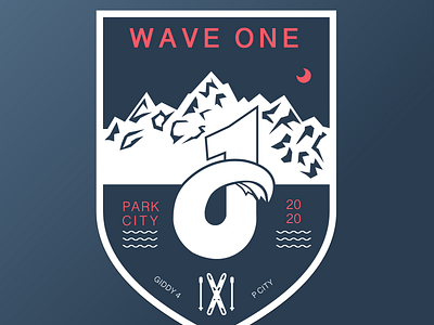 Wave One logo mountains park city patch ski ski team ski trip wave