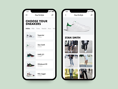 Fashion Style Guide App (Concept) app fashion interface interface design mobile app sneakers styleguide styles ui ux