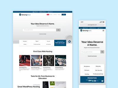 SenangHost Landing Page business website design hosting interface interface design landingpage ui uiux ux web design