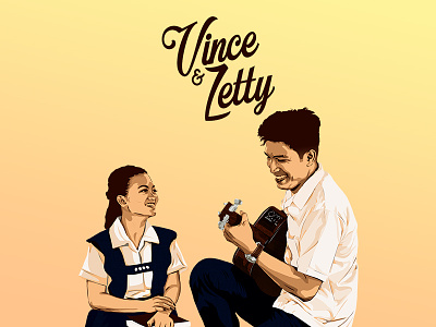 Vince & Zetty Wedding Illustration guitar illustration love prenup student vector vexel wedding