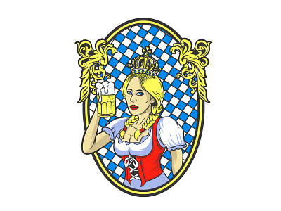 Bavarian Girl Color Version bavarian beer branding project design girl illustrator vector vectorart vintage