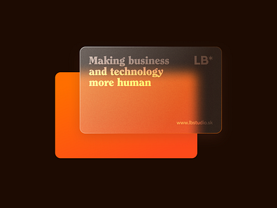 LB* Frosted Glass Card Design businesscard businesscarddesign card card design clean figma figmadesign frosted frosted glass glass glass card glassmorphic glassmorphism glassy minimal minimalism orange transparency transparent ux