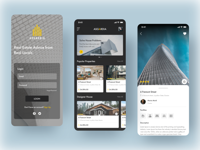 Real Estate App clean ui designs ux ui app design application flat explore mobile real estate design app