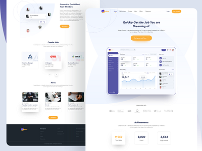 Job Portal Landing Page app branding clean design icon illustration job board jobs jobseeker jobsite minimal type typography vector web design webpage website website concept websites