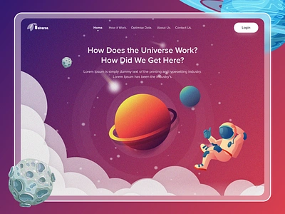 Universe ( Space Webpage ) app branding clean dailyui design illustraion illustration space universe vector web webdesign webpage website website concept websites