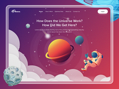 Universe ( Space Webpage ) app branding clean dailyui design illustraion illustration space universe vector web webdesign webpage website website concept websites