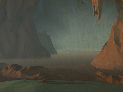 Low-Poly Cave abyss cave fog low poly rock shore stalactite