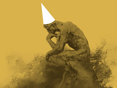 Foolishness considering dunce dunce cap foolish statue thinker thinking watercolor