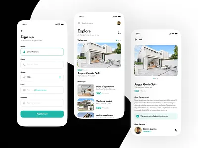 Apartament Rent App apartament apartament app app classic clean design green ios mobile mobile ui redesign rent rent app ui uidesign uiux white