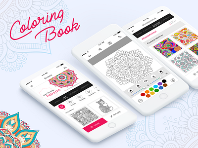 Coloring Book app application design coloring book design illustration recoloring ui