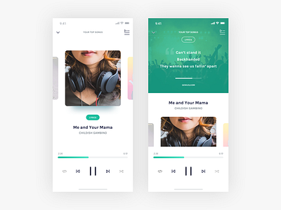Music lover app application design design modern music musicplayer player card ui