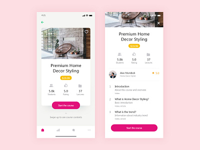 Course details app application design branding design redesign concept ui