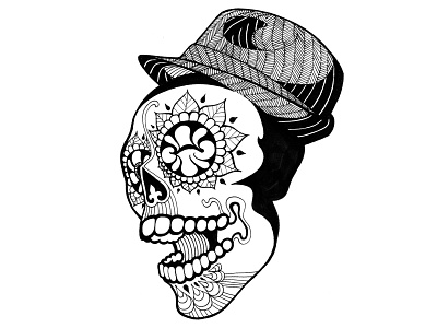 Jojo Calavera tattoo / sticker art black and white branding calavera digital illustration drawing illustration linework musician branding sticker design tattoo design