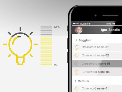 Crossy Light Ball Measure concept crossword idea mobile application percentage percentage measuring design ui uiux design ux