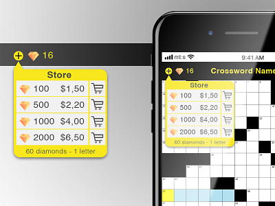 Crossy Diamonds application for mobile phone concept diamonds idea payment system ui design ux design