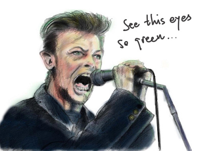 David Bowie cat people david bowie green eyes igor sandic illustration legend musician portret