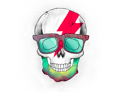Pretty Skull bowie colorful illustration lightning skull sunglasses