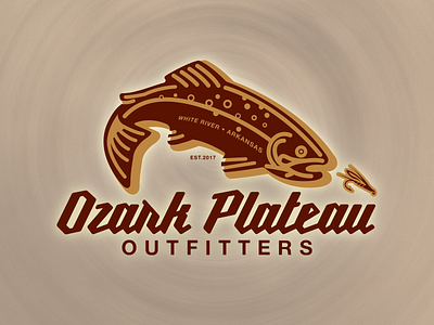 Ozark Plateau Outfitters fly fishing brown trout fish fishing fly fly fishing guide illustration logo rainbow trout