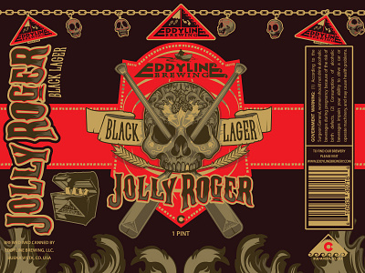 Eddyline Jolly Roger beer brewing can craft pirate rafting skull