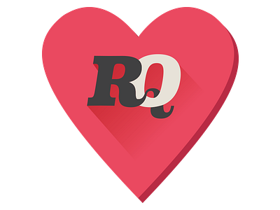 RoQ Sticker heart long shadow quality sticker typography