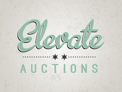 Charity Auction auction green script star vintage