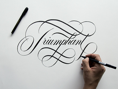 Triumphant brushpen copperplate ginozko lettering script typography