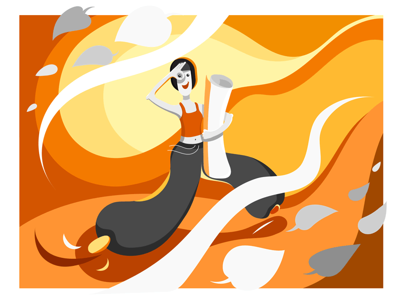 Run! Girl! Run! af after effect ai autumn autumn leaves character design fall festival girl illustration leaves orange photoshop