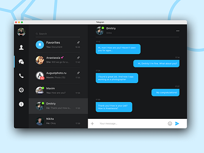 Direct Messaging. Telegram Desktop Redesign