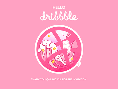 Hello Dribble! cat catfish childrens illustration cute art first shot firstshot hello dribbble hello dribble hellodribbble illustration illustrations illustrator kawaii kawaii art mermaid mewmaid new pastel pink sea