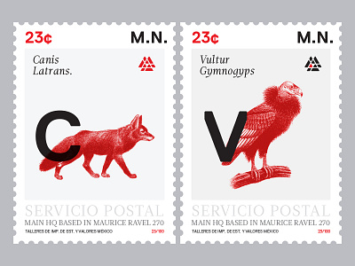 Postage Stamps fox print stamp type vulture