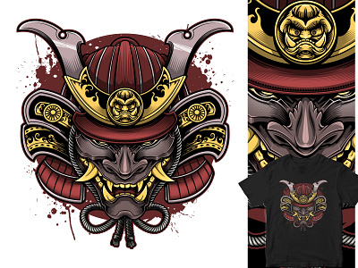 Oni Samurai Head head illustration japanese mask oni ronin samurai