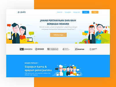 Landing Page Populix adobe agency design development figma illustration illustrator indonesia jakarta landing page survey ui uiux ux uxui website