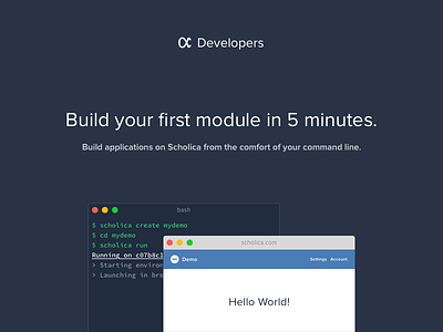 Quickstart apps build developer documentation guide terminal