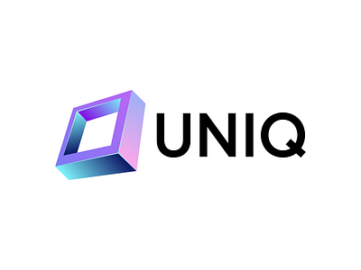 UNIQ 3d brand branding clean design fake3d geometric gradient grid holo identity logo logobrand logodesign logomark logotype modern simple typography vector