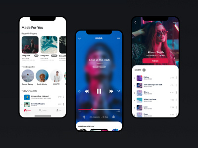 DROP – music app app mobile app music player song soundtrack ui