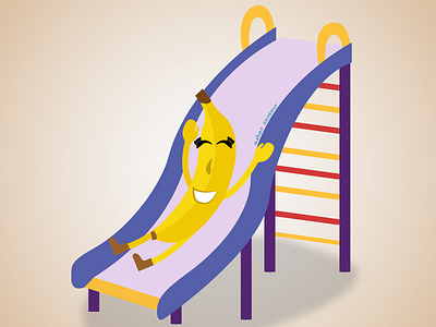 Happy Banana banana charachter design happy kid kids play purple smile vector yellow
