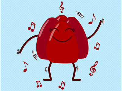 Dancing jelly character dance dancer fun happy illustration jelly music red vector