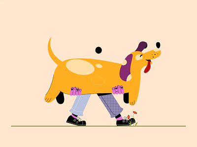 Yellow Doggie animation dog fireart fireartstudio motion graphics walk walkcycle yellow