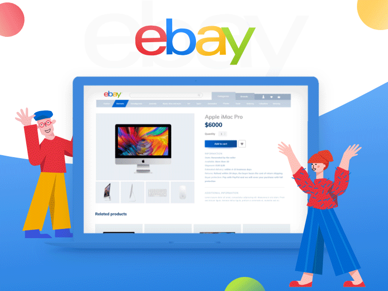 Redesign the concept of eBay 2019 trend 2020 trend animation aplication app bank clean ui concept design ebay explainer flat illustration interaction popular shopping app trendy typogaphy ui ux