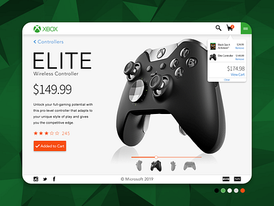 Xbox Elite Wireless Controller Product Page Concept branding flat illustrator product page products ui ux xbox xbox controller