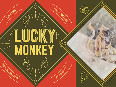 Lucky Monkey card label monkey new year promo type