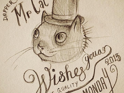 Dapper Cat cat cute drawn hand hipster illustration sketch type