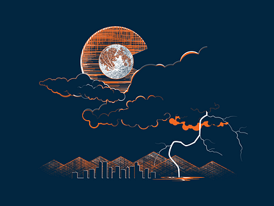 Front Range Thunder (2 / 2) broncos clothing design colorado flag denver football illustration lightning moon skyline thunderstorm twilight