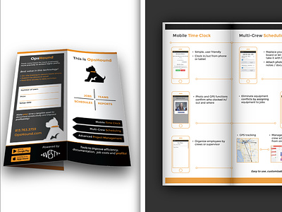 Trifold: Project Management App advertising app branding design illustrator marketing mobile print trifold brochure ui vector