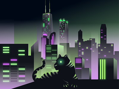 Dusk to Dusk abstract aiga brandidentity branding chicago city creative cyberpunk design futuristic graphicdesign illustration illustrator scifi technology tiger vector